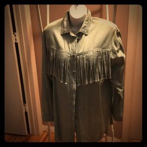 Vintage Stefano Long Jean Shirt with Fringe, M